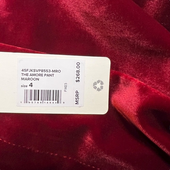 Favorite Daughter The Amore Pant Women’s Red Velvet Maroon Size 4 NWT - Picture 9 of 11